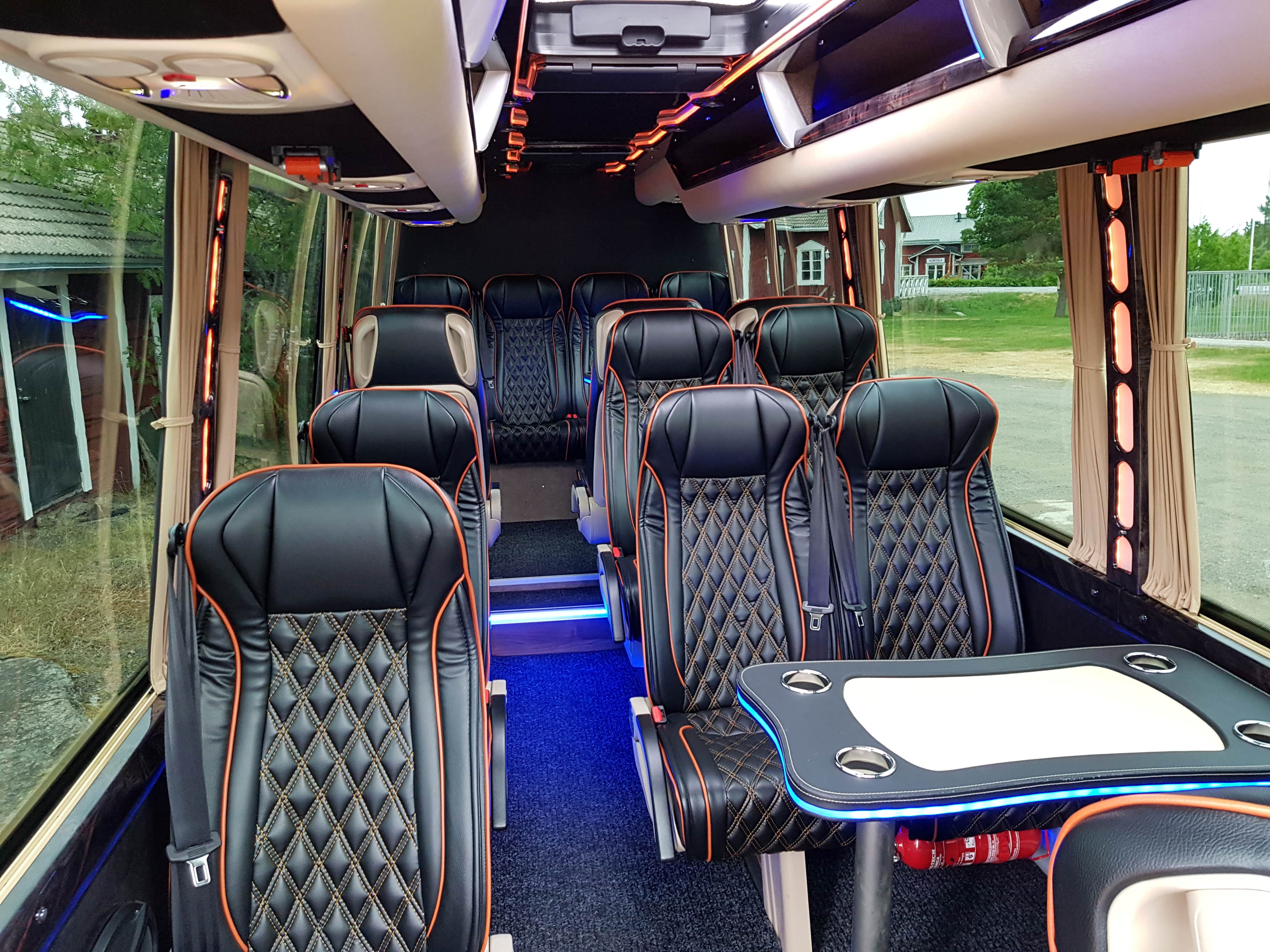 Limo Finland's VIP bus interior